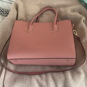 H&M large, pink tote bag with handles & strap